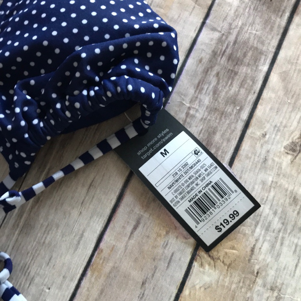 mossimo polka dot blue halter strap bikini top - Picture 4 of 8